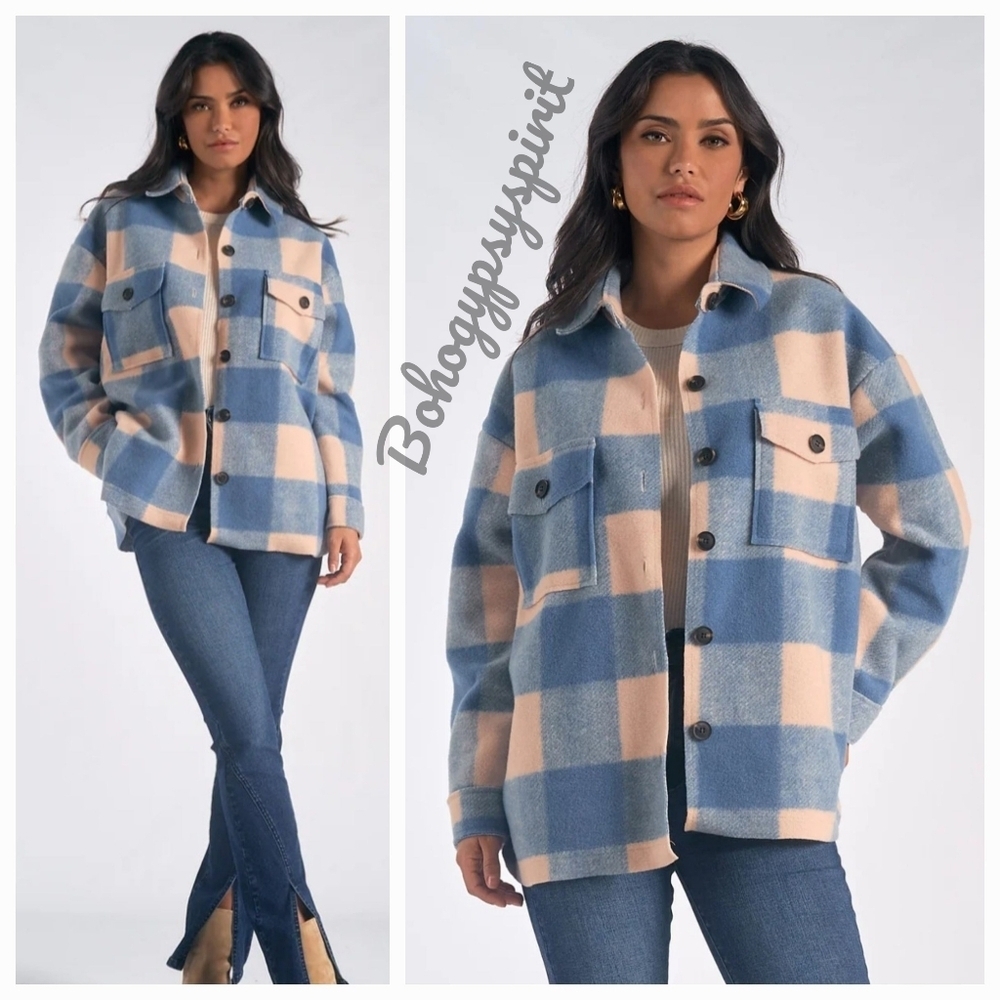 NWT $110 Elan Blue Plaid Jacket